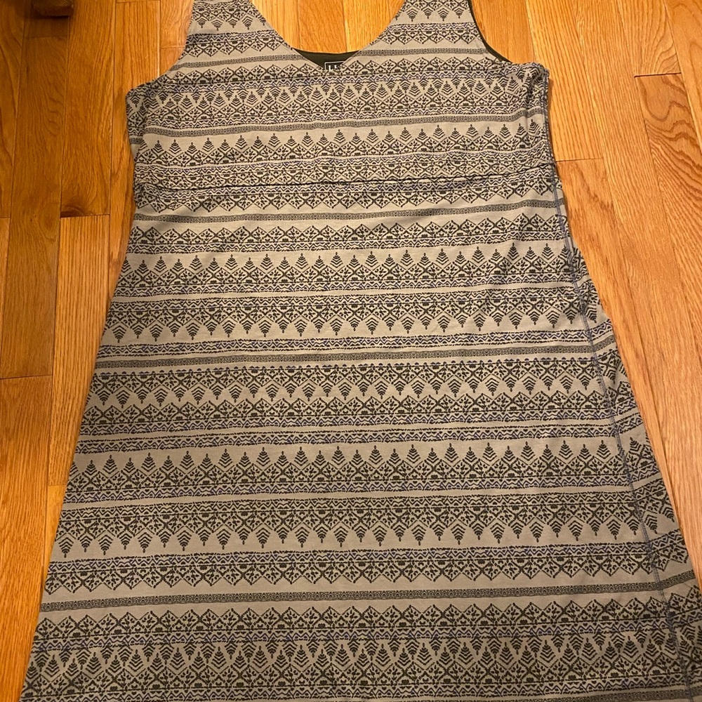 L L BEAN KNIT DRESS, Olive green and black